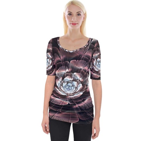 Flower Fractal Art Cool Petal Abstract Wide Neckline Tee by uniart180623