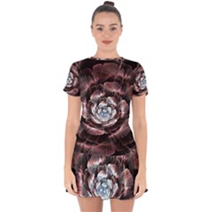 Flower Fractal Art Cool Petal Abstract Drop Hem Mini Chiffon Dress by uniart180623