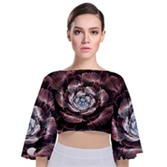 Flower Fractal Art Cool Petal Abstract Tie Back Butterfly Sleeve Chiffon Top by uniart180623