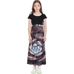 Flower Fractal Art Cool Petal Abstract Kids  Flared Maxi Skirt by uniart180623