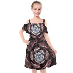 Flower Fractal Art Cool Petal Abstract Kids  Cut Out Shoulders Chiffon Dress by uniart180623