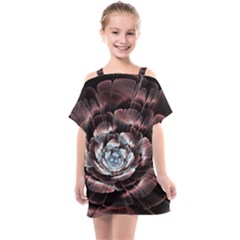 Flower Fractal Art Cool Petal Abstract Kids  One Piece Chiffon Dress by uniart180623