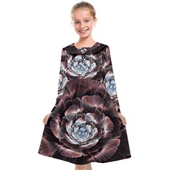 Flower Fractal Art Cool Petal Abstract Kids  Midi Sailor Dress by uniart180623