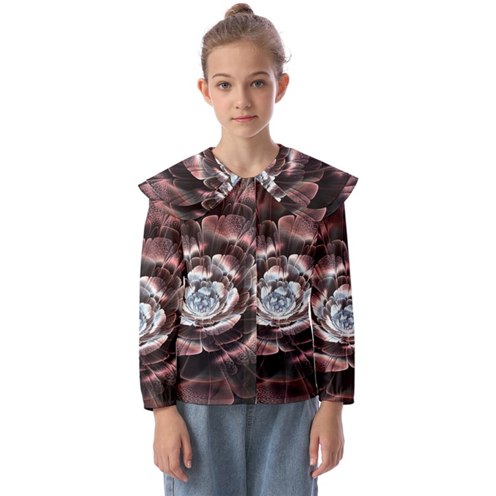 Flower Fractal Art Cool Petal Abstract Kids  Peter Pan Collar Blouse