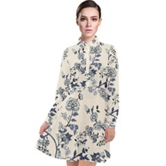 Vintage Background Blue Roses Rose Pattern Retro Long Sleeve Chiffon Shirt Dress by uniart180623