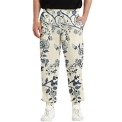 Vintage Background Blue Roses Rose Pattern Retro Men s Elastic Waist Pants by uniart180623