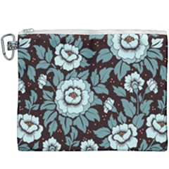 Vintage Floral Pattern Blue Damask Pattern Blue Vintage Canvas Cosmetic Bag (xxxl) by uniart180623