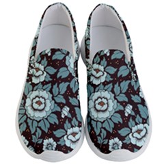 Vintage Floral Pattern Blue Damask Pattern Blue Vintage Men s Lightweight Slip Ons by uniart180623