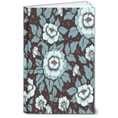 Vintage Floral Pattern Blue Damask Pattern Blue Vintage 8  X 10  Hardcover Notebook