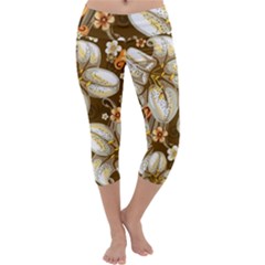 Flowers Pattern Floral Patterns Decorative Art Capri Yoga Leggings by uniart180623