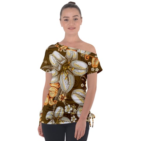 Flowers Pattern Floral Patterns Decorative Art Off Shoulder Tie-up Tee by uniart180623