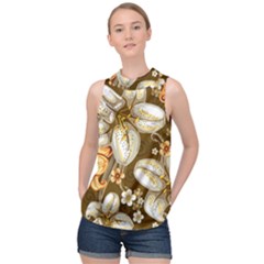 Flowers Pattern Floral Patterns Decorative Art High Neck Satin Top by uniart180623