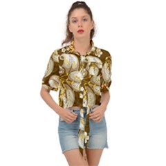 Flowers Pattern Floral Patterns Decorative Art Tie Front Shirt  by uniart180623