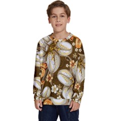 Flowers Pattern Floral Patterns Decorative Art Kids  Crewneck Sweatshirt