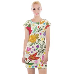 Colorful Flowers Pattern Abstract Patterns Floral Patterns Cap Sleeve Bodycon Dress by uniart180623