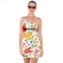 Colorful Flowers Pattern Abstract Patterns Floral Patterns One Shoulder Ring Trim Bodycon Dress View1