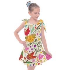 Colorful Flowers Pattern Abstract Patterns Floral Patterns Kids  Tie Up Tunic Dress by uniart180623