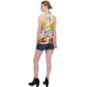 Colorful Flowers Pattern Abstract Patterns Floral Patterns Halter Asymmetric Satin Top View2