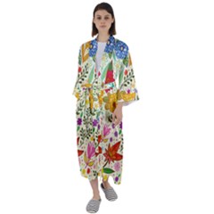 Colorful Flowers Pattern Abstract Patterns Floral Patterns Maxi Satin Kimono by uniart180623