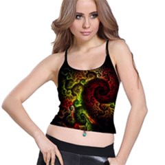 Green And Red Lights Wallpaper Fractal Digital Art Artwork Spaghetti Strap Bra Top by uniart180623