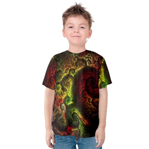 Green And Red Lights Wallpaper Fractal Digital Art Artwork Kids  Cotton Tee by uniart180623