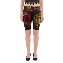 Green And Red Lights Wallpaper Fractal Digital Art Artwork Yoga Cropped Leggings by uniart180623