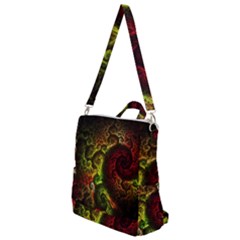 Green And Red Lights Wallpaper Fractal Digital Art Artwork Crossbody Backpack by uniart180623