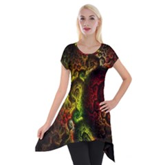 Green And Red Lights Wallpaper Fractal Digital Art Artwork Short Sleeve Side Drop Tunic by uniart180623