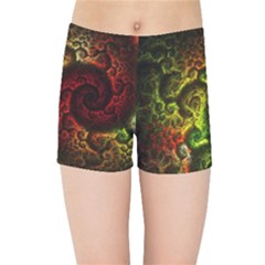 Green And Red Lights Wallpaper Fractal Digital Art Artwork Kids  Sports Shorts by uniart180623