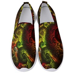 Green And Red Lights Wallpaper Fractal Digital Art Artwork Men s Slip On Sneakers by uniart180623