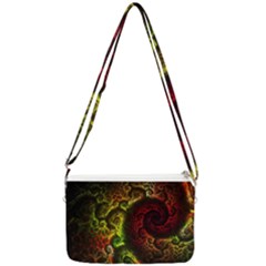 Green And Red Lights Wallpaper Fractal Digital Art Artwork Double Gusset Crossbody Bag by uniart180623