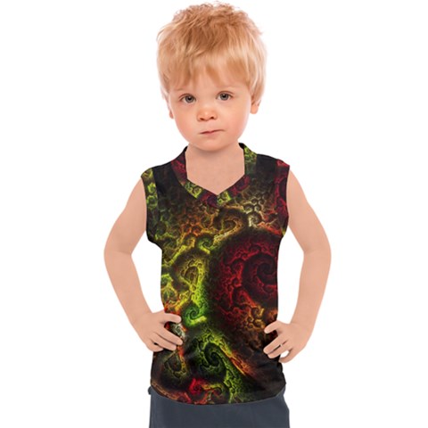 Green And Red Lights Wallpaper Fractal Digital Art Artwork Kids  Sport Tank Top by uniart180623