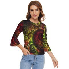 Green And Red Lights Wallpaper Fractal Digital Art Artwork Bell Sleeve Top