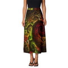 Green And Red Lights Wallpaper Fractal Digital Art Artwork Classic Midi Chiffon Skirt by uniart180623