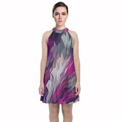 Colorful Artistic Pattern Design Velvet Halter Neckline Dress  by uniart180623