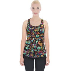 Cartoon Monster Pattern Abstract Background Piece Up Tank Top by uniart180623