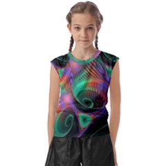 Circle Art 3d Artwork Graphics Vortex Colorful Digital Art Kids  Raglan Cap Sleeve Tee by uniart180623