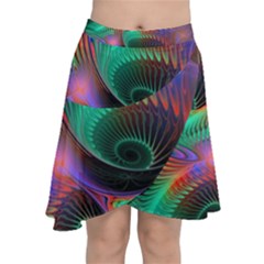 Circle Art 3d Artwork Graphics Vortex Colorful Digital Art Chiffon Wrap Front Skirt by uniart180623