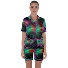 Circle Art 3d Artwork Graphics Vortex Colorful Digital Art Satin Short Sleeve Pajamas Set by uniart180623