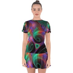 Circle Art 3d Artwork Graphics Vortex Colorful Digital Art Drop Hem Mini Chiffon Dress by uniart180623