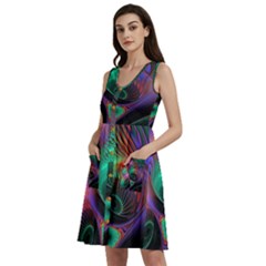 Circle Art 3d Artwork Graphics Vortex Colorful Digital Art Sleeveless Dress With Pocket by uniart180623