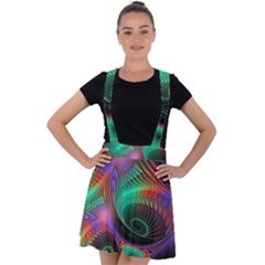 Circle Art 3d Artwork Graphics Vortex Colorful Digital Art Velvet Suspender Skater Skirt by uniart180623