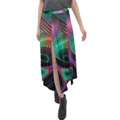 Circle Art 3d Artwork Graphics Vortex Colorful Digital Art Velour Split Maxi Skirt by uniart180623