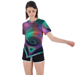 Circle Art 3d Artwork Graphics Vortex Colorful Digital Art Asymmetrical Short Sleeve Sports Tee by uniart180623