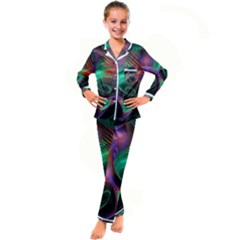 Circle Art 3d Artwork Graphics Vortex Colorful Digital Art Kids  Satin Long Sleeve Pajamas Set by uniart180623