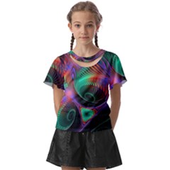 Circle Art 3d Artwork Graphics Vortex Colorful Digital Art Kids  Front Cut Tee by uniart180623