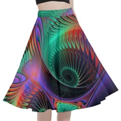 Circle Art 3d Artwork Graphics Vortex Colorful Digital Art A-line Full Circle Midi Skirt With Pocket by uniart180623