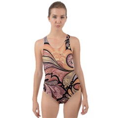 Colorful Paisley Background Artwork Paisley Patterns Cut-out Back One Piece Swimsuit by uniart180623