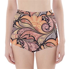 Colorful Paisley Background Artwork Paisley Patterns High-waisted Bikini Bottoms by uniart180623