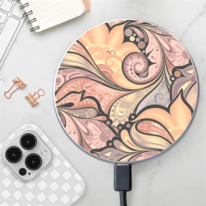 Colorful Paisley Background Artwork Paisley Patterns Wireless Fast Charger(White)